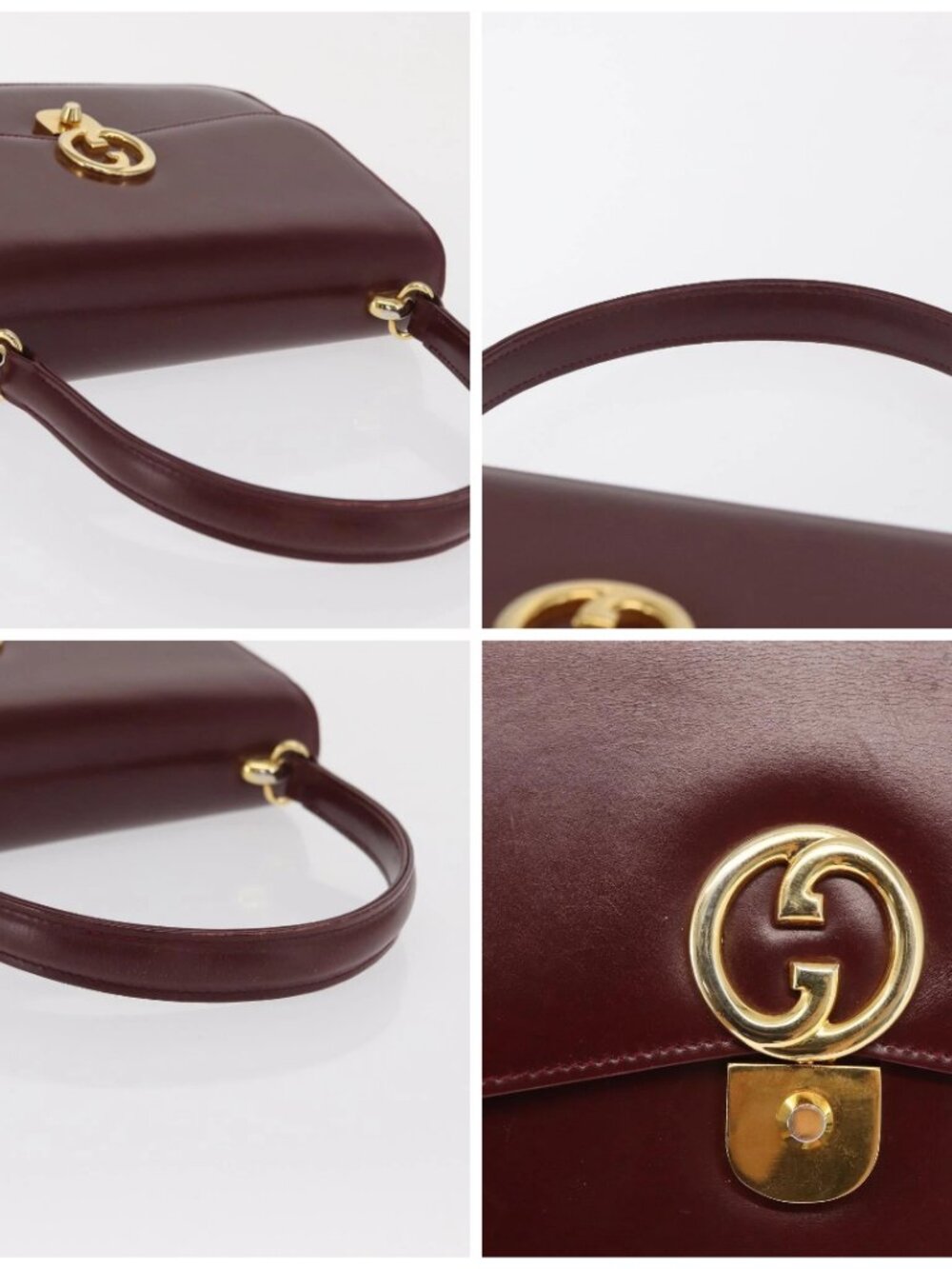 GUCCI Hand Bag Leather Bordeaux Gold Auth ep13170 - Picture 15 of 16